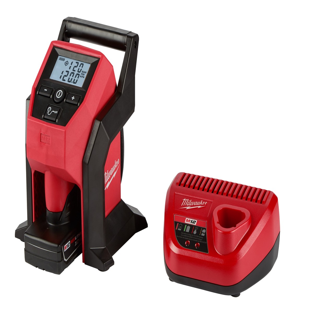 Compact Inflator Kit - Milwaukee M12 12 Volt Lithium-Ion Cordless Compact Inflator Kit, 2475-21XC