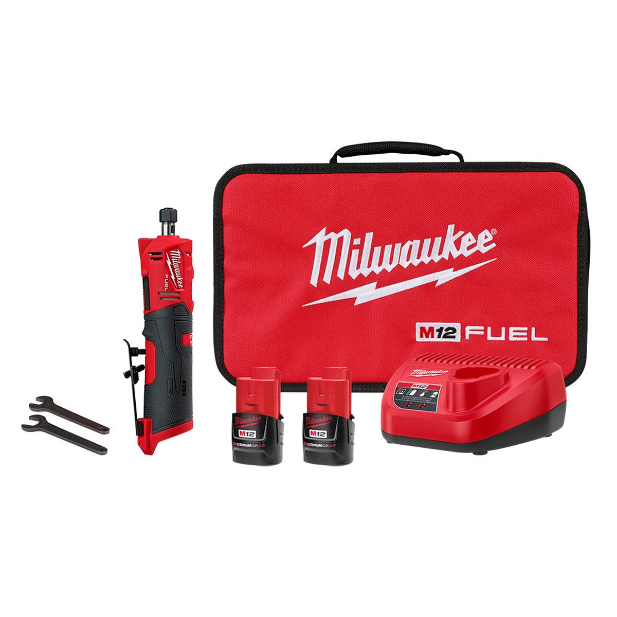 Die Grinder Kit - Milwaukee M12 FUEL 1/4" Straight Die Grinder Kit, 2486-22