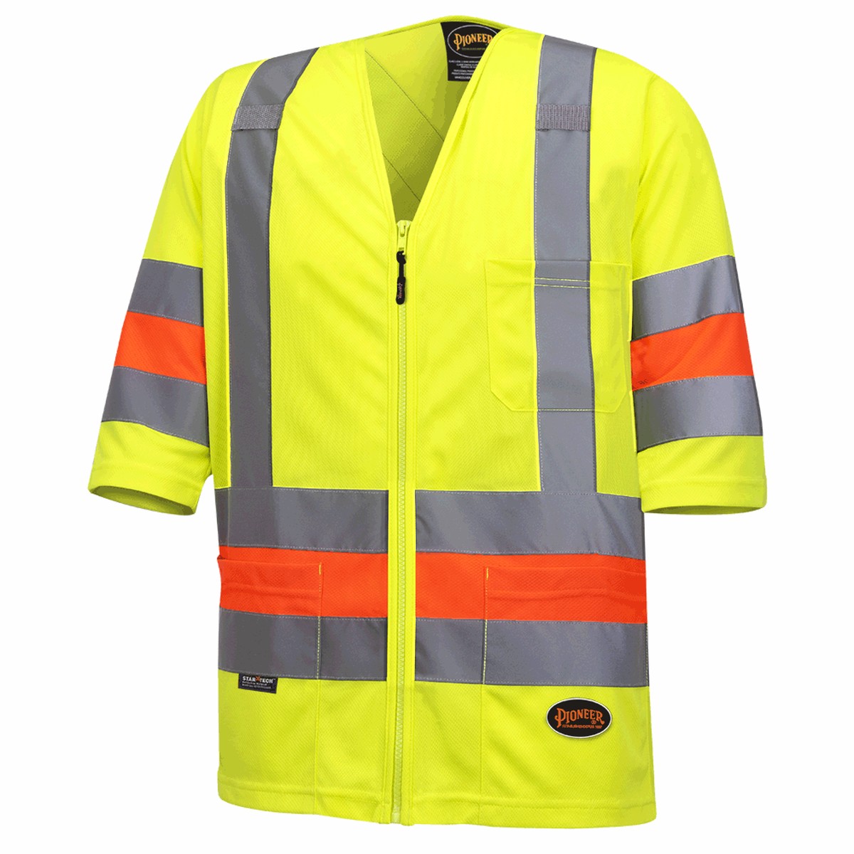 T-Shirt - Pioneer Hi-Viz Yellow Short-Sleeved Quebec Traffic Shirt, 6019