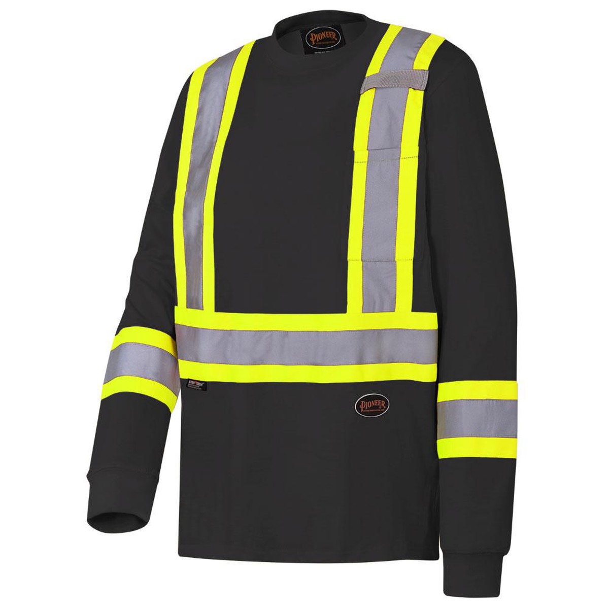 Long-Sleeved Shirt - Pioneer Black Cotton Long-Sleeve Safety Shirt, 6983