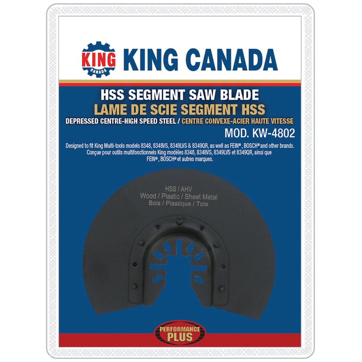 Saw Blade - King Canada Segment Saw Blade, HSS, Depressed Centre, KW-4802
