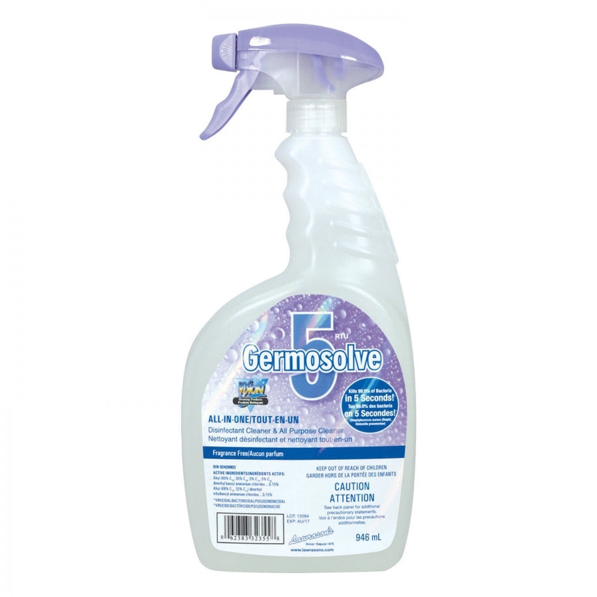 Disinfectant Cleaner - Lawrason's Vision Germosolve 5 Fragrance Free Disinfectant Cleaner & Deodorizer 32355 / 32356 / 32357