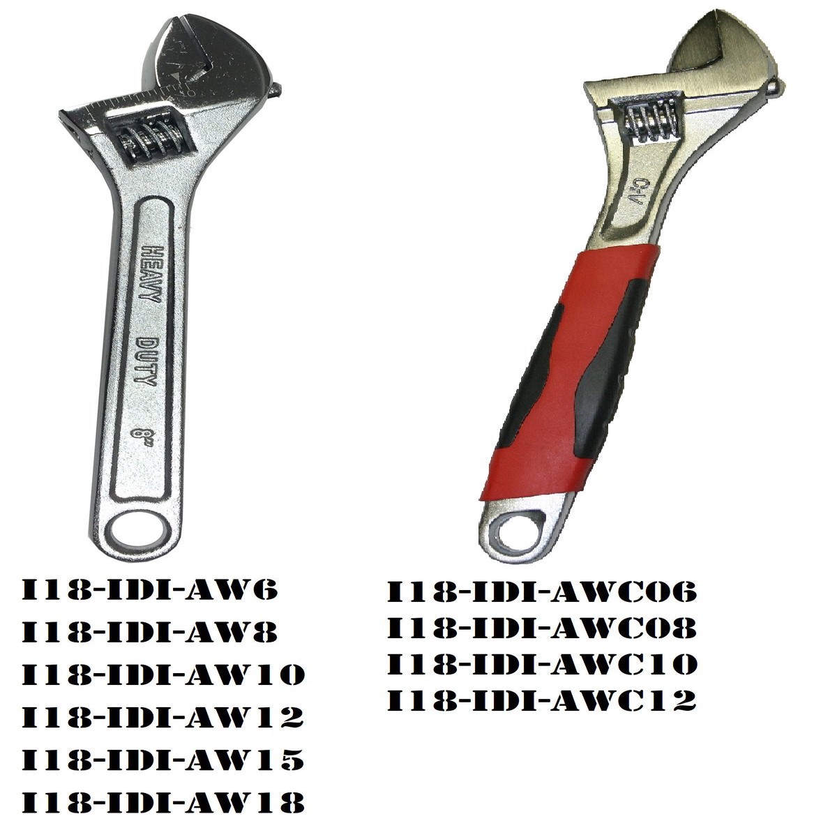 Wrenches - Tuff Grade 6IN - 18IN Plain and Cushioned Grip Adjustable AW