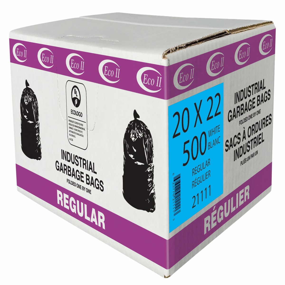 Garbage Bags - Eco II 20" x 22" White Regular Garbage Bags (Case of 500), 21111