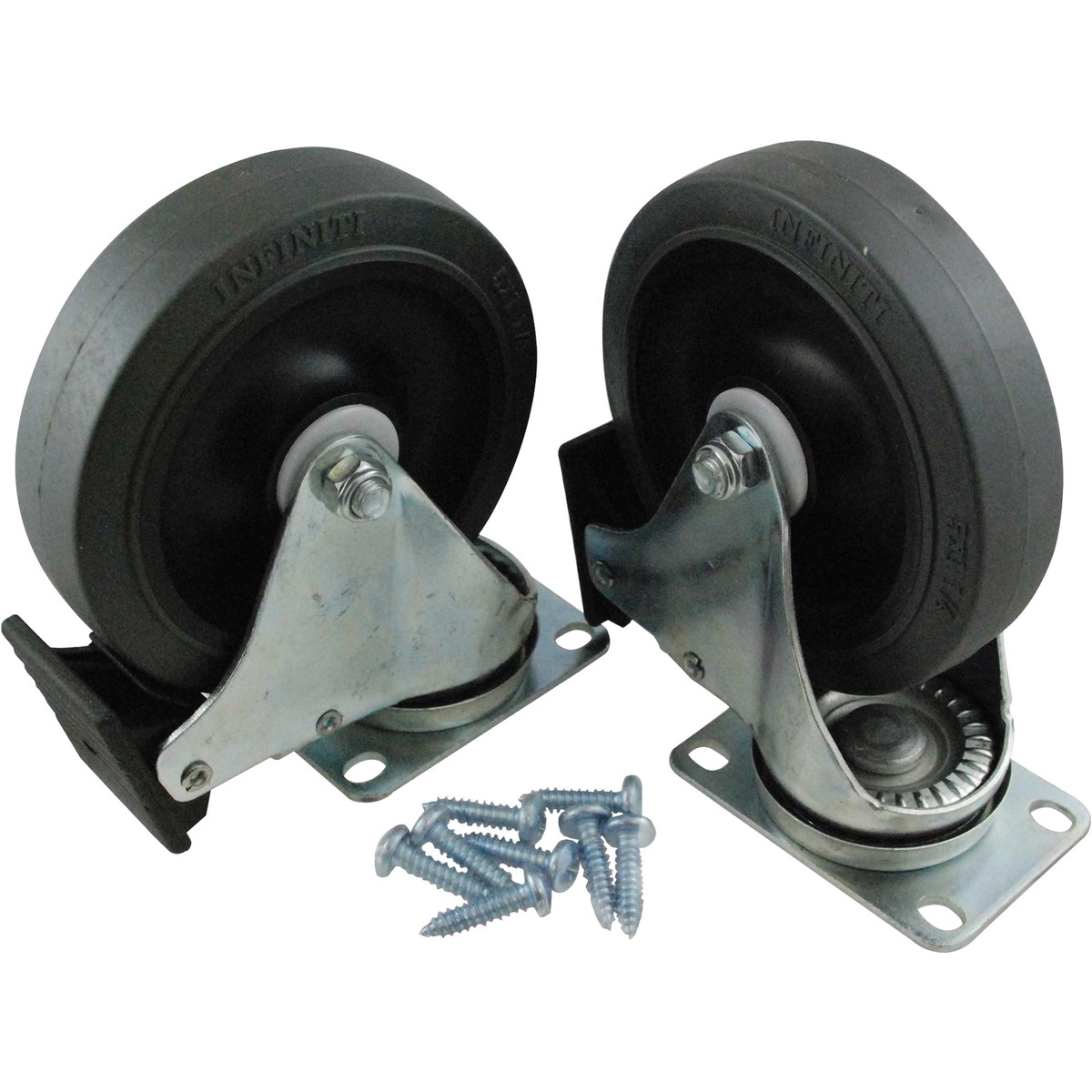 Caster Kit - Rubbermaid 5" Swivel Plate Caster Kit With Hardware, Gray, FG9W71L1GRAY