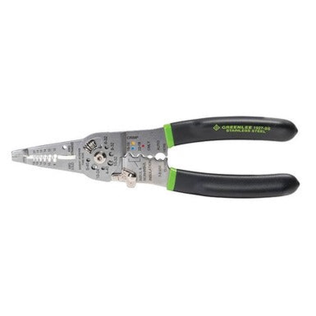 Wire Stripper/Cutter - Greenlee Stainless Steel 7.5" Wire Stripper/Cutter/Crimper, 1927-SS